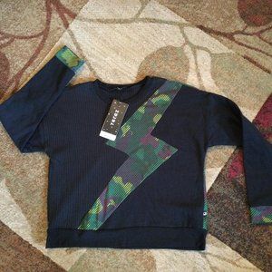 Terez Women's Ribbed Camo Lightning Bolt Sweatshirt